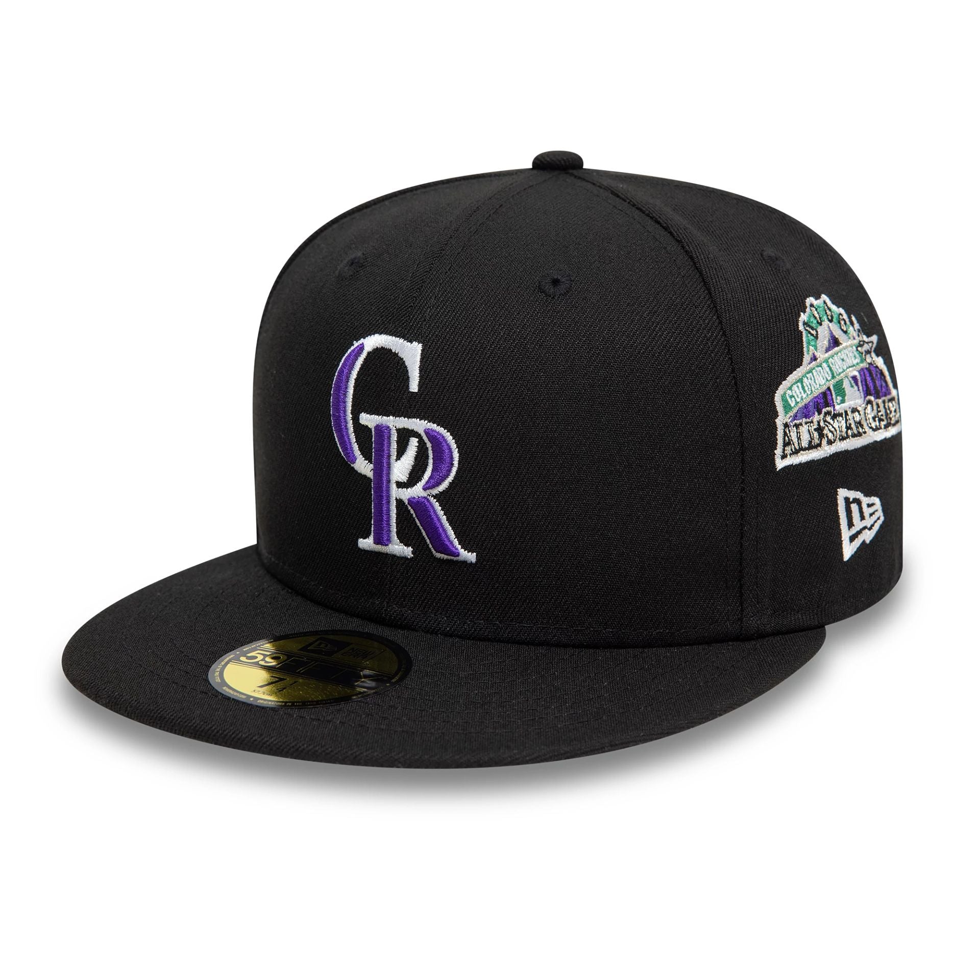 This is a Colorado Rockies Image MLB All Over Print Black 59FIFTY Fitted Cap 1