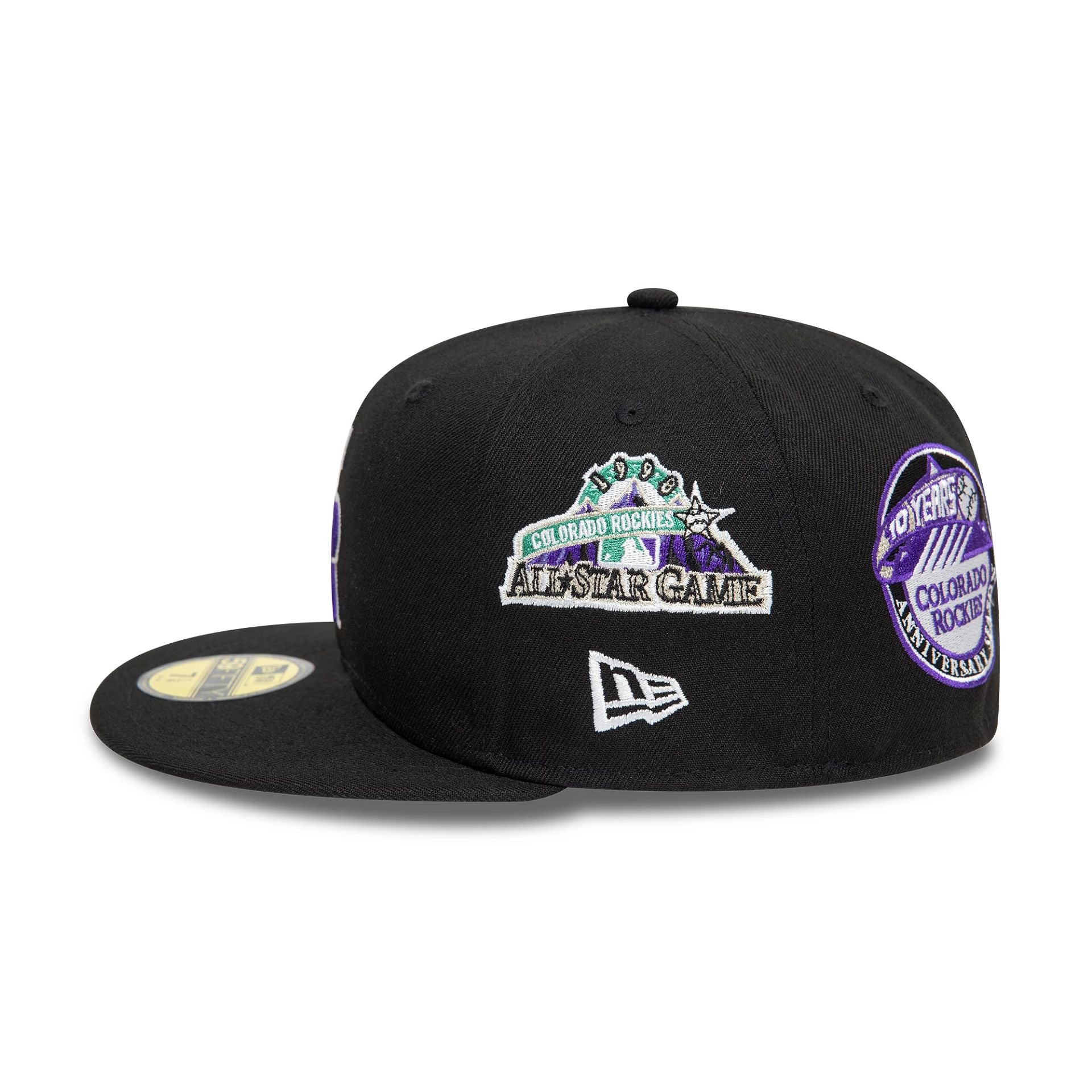 This is a Colorado Rockies Image MLB All Over Print Black 59FIFTY Fitted Cap 5