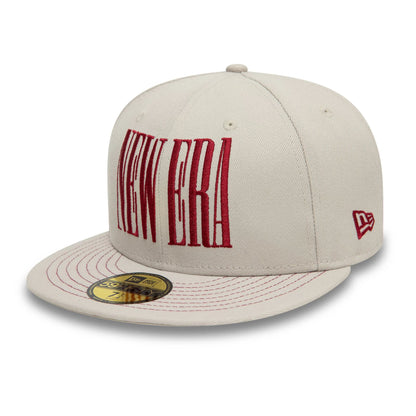 This is a New Era Wordmark Cream 59FIFTY Fitted Cap 1