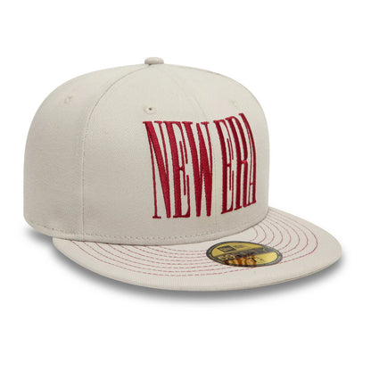 This is a New Era Wordmark Cream 59FIFTY Fitted Cap 4