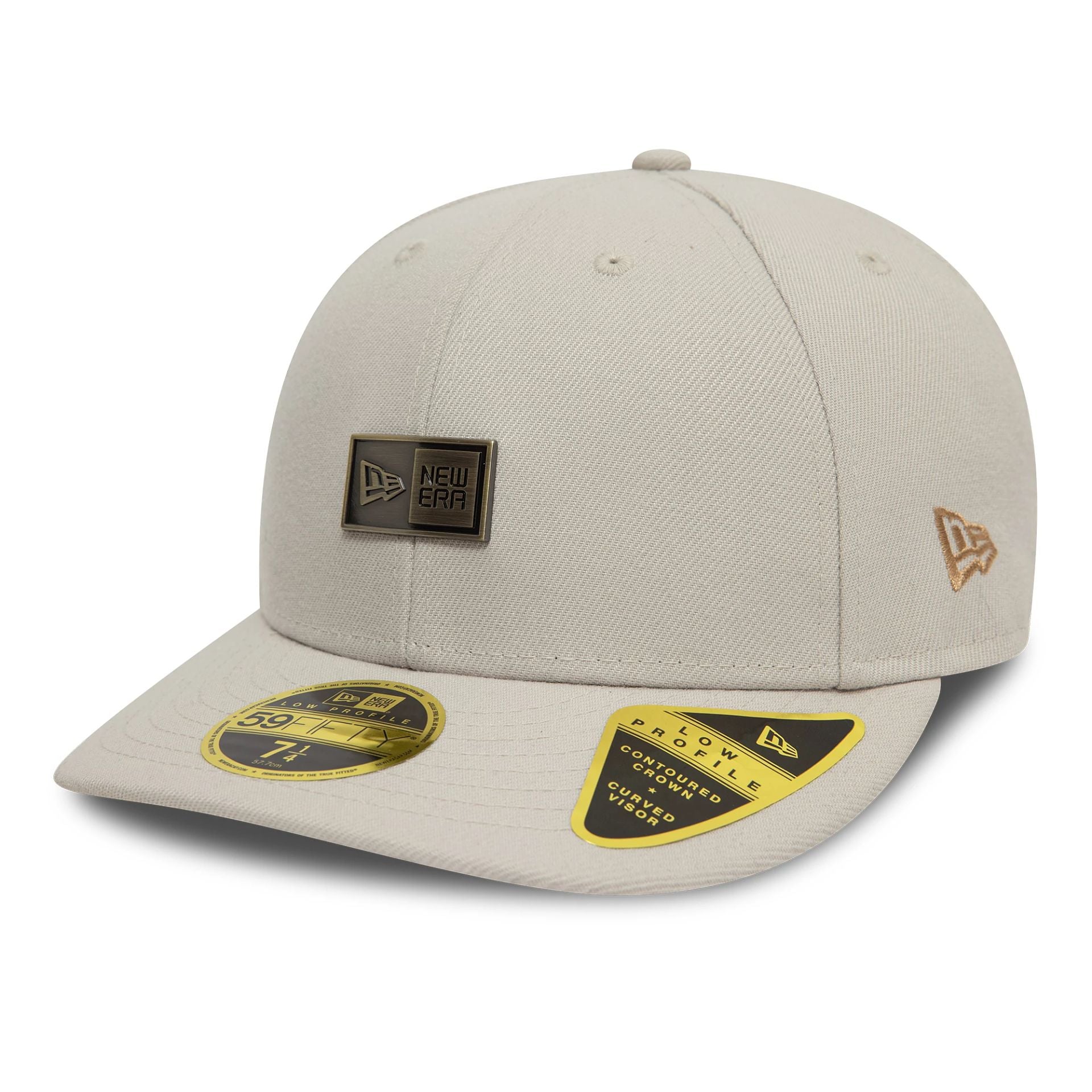 This is a New Era Metal Badge Cream Low Profile 59FIFTY Fitted Cap 1