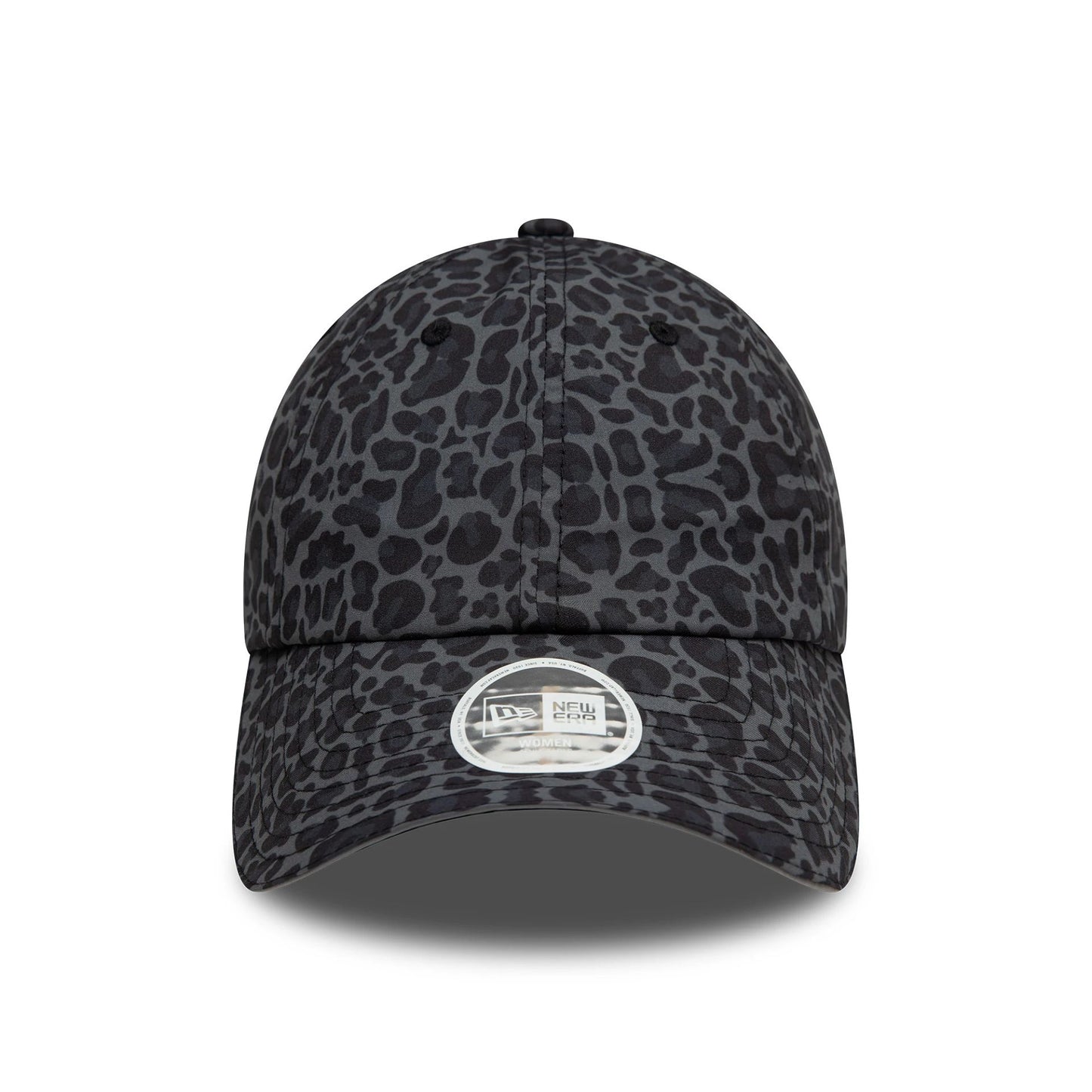 This is a Womens New Era All Over Print Black Leopard Print Open Back Adjustable Cap 3