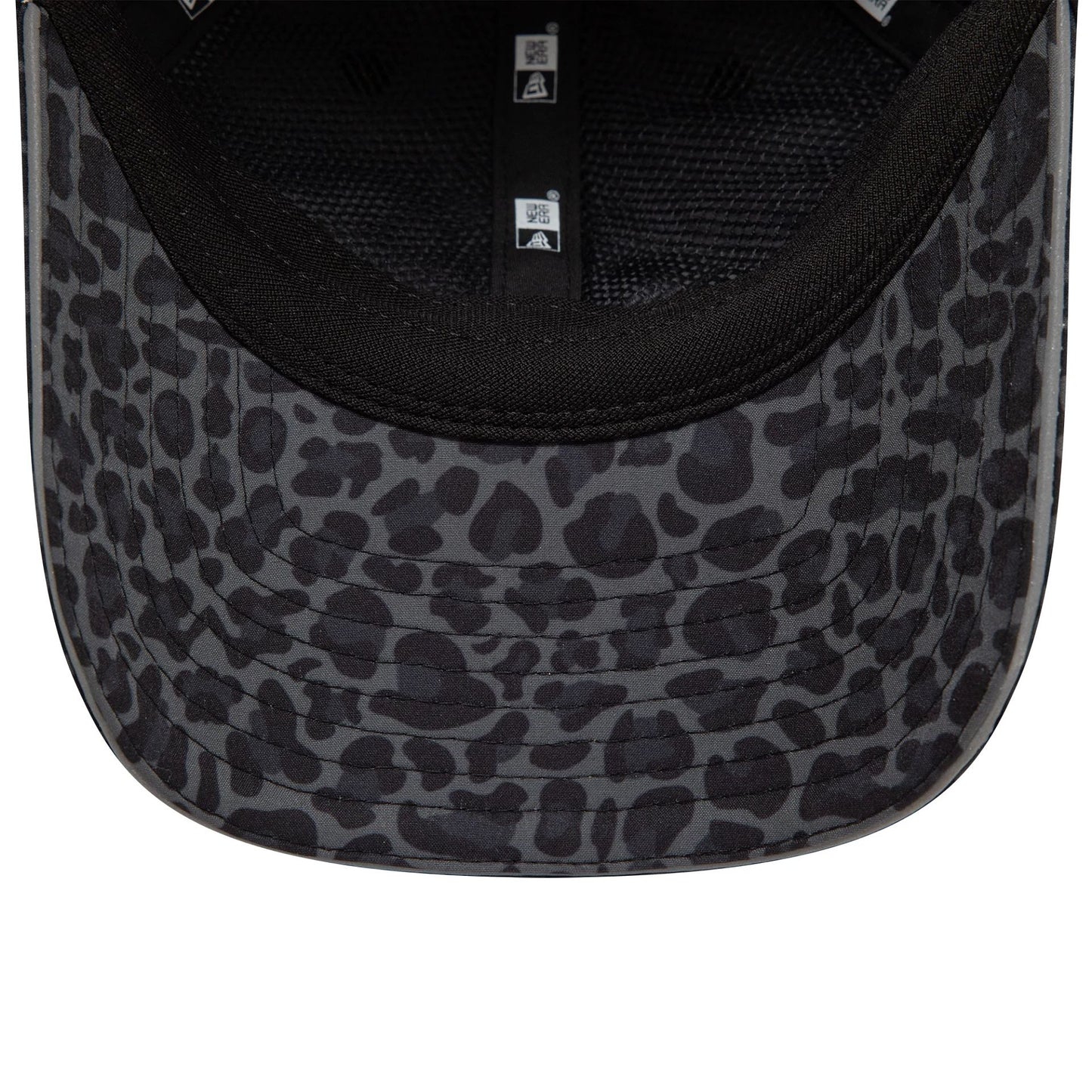 This is a Womens New Era All Over Print Black Leopard Print Open Back Adjustable Cap 5