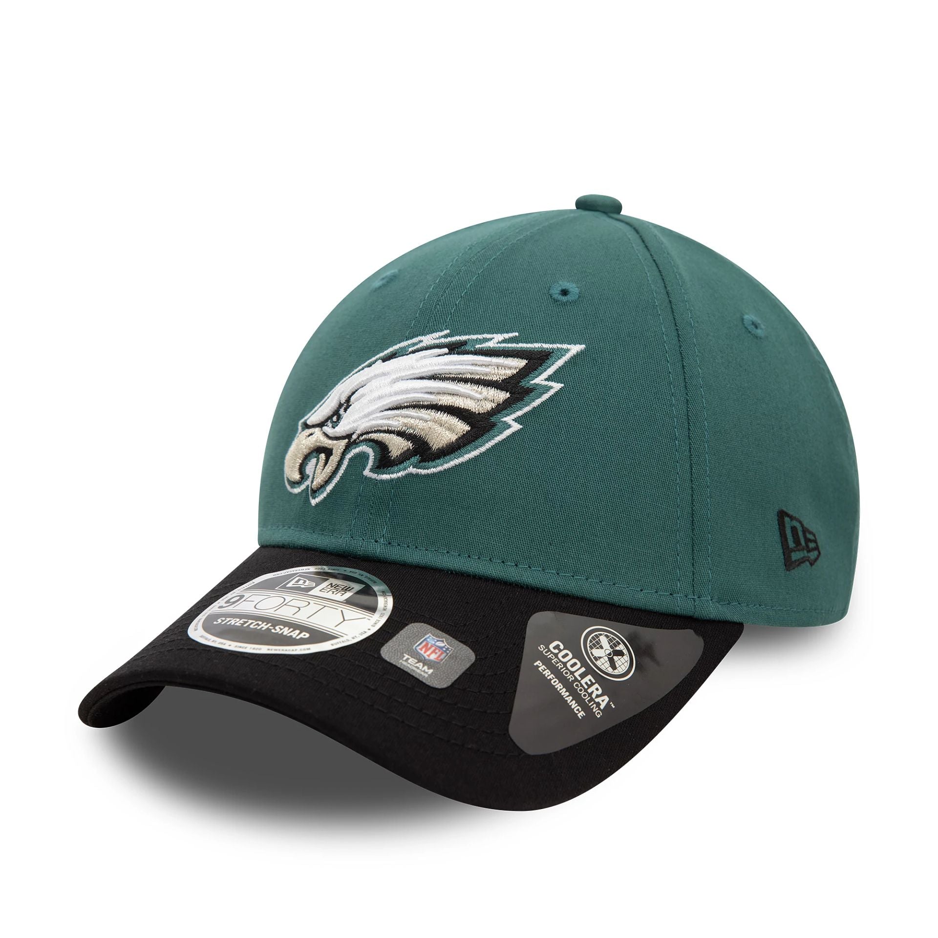 This is a Philadelphia Eagles NFL Dark Green 9FORTY Stretch Snap Adjustable Cap 1