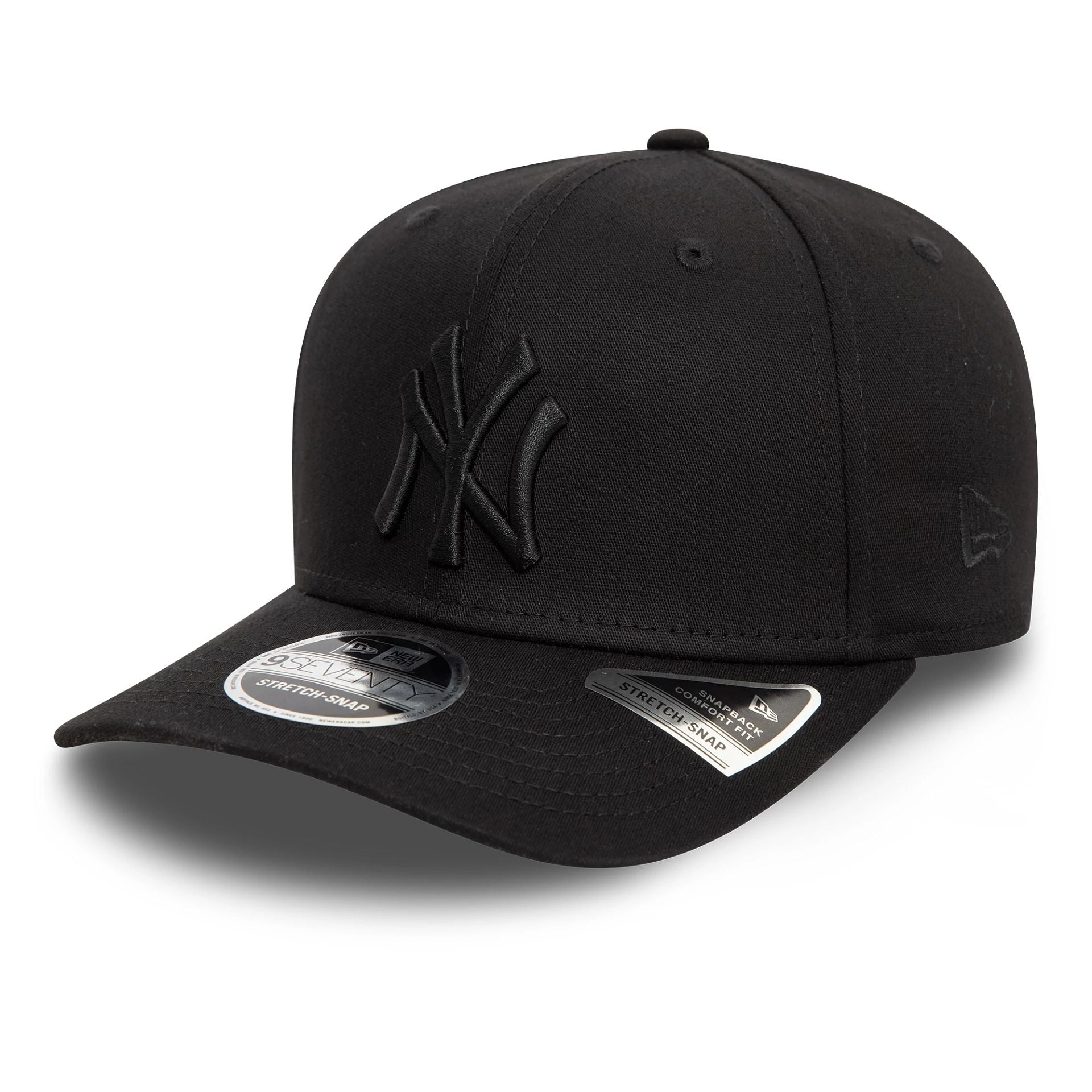 This is a New York Yankees Monochrome Black 9SEVENTY Stretch Snap Adjustable Cap 1