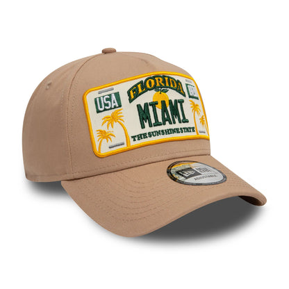 This is a New Era Miami License Plate Beige 9FORTY A-Frame Adjustable Cap 3