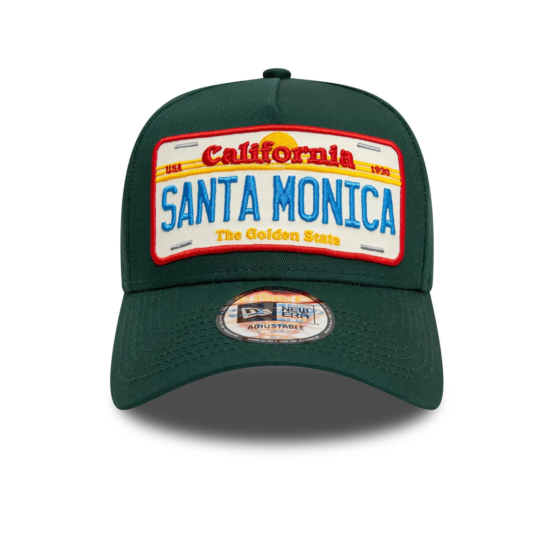 This is a New Era Santa Monica License Plate Dark Green 9FORTY A-Frame Adjustable Cap 2