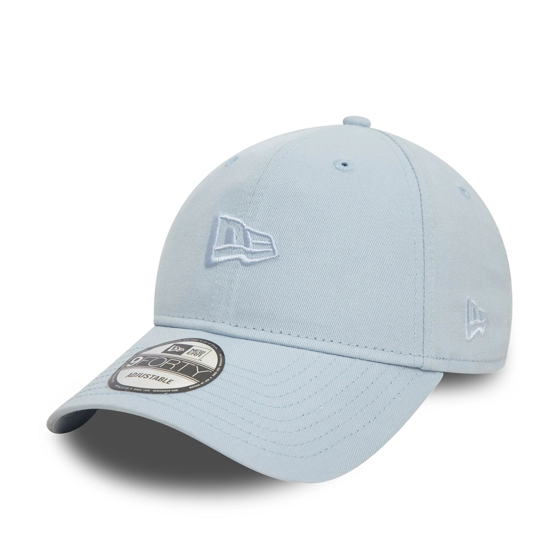 This is a New Era Flag Pastel Blue 9FORTY Adjustable Cap 1