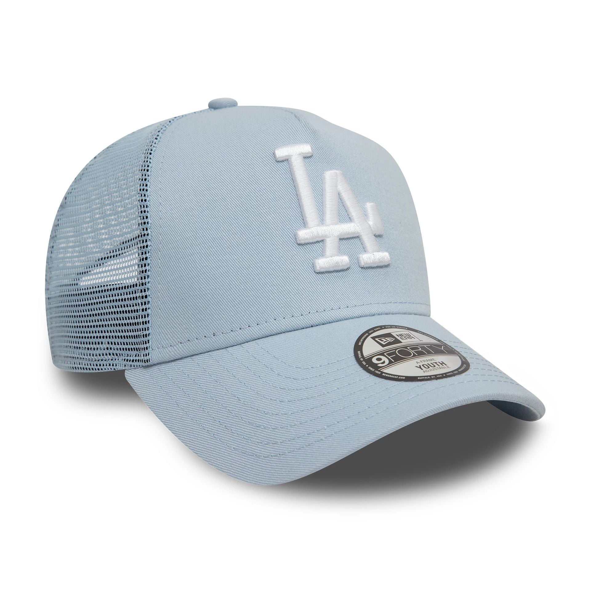 This is a LA Dodgers Child League Essential Pastel Blue 9FORTY A-Frame Trucker Adjustable Cap 3