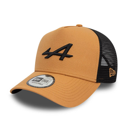 This is a Alpine Racing Seasonal Dark Beige 9FORTY A-Frame Trucker Adjustable Cap 1