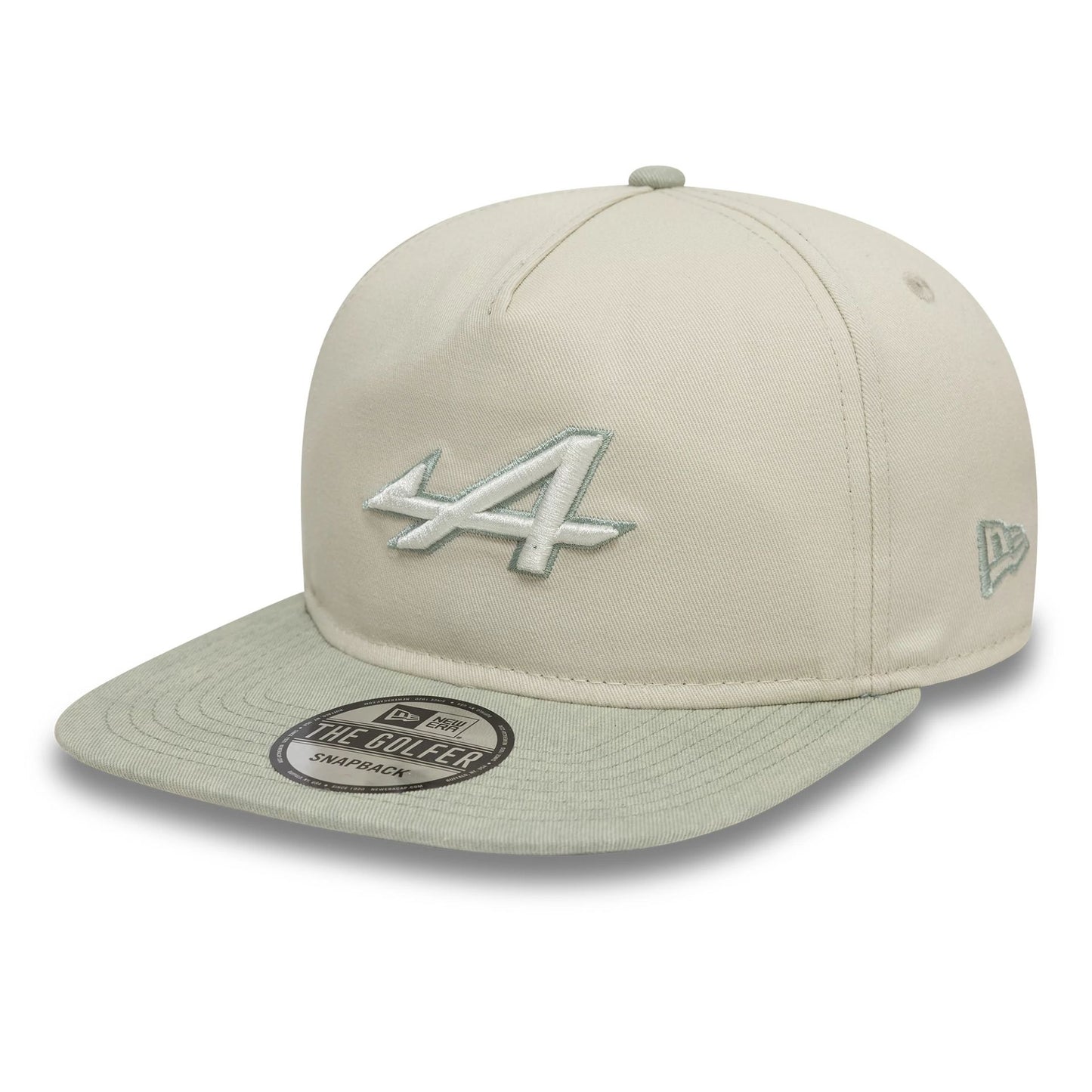 This is a Alpine Racing Acid Wash Cream Golfer Adjustable Cap 1