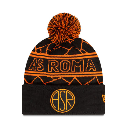 This is a AS Roma Black Sport Knit Beanie Hat 1