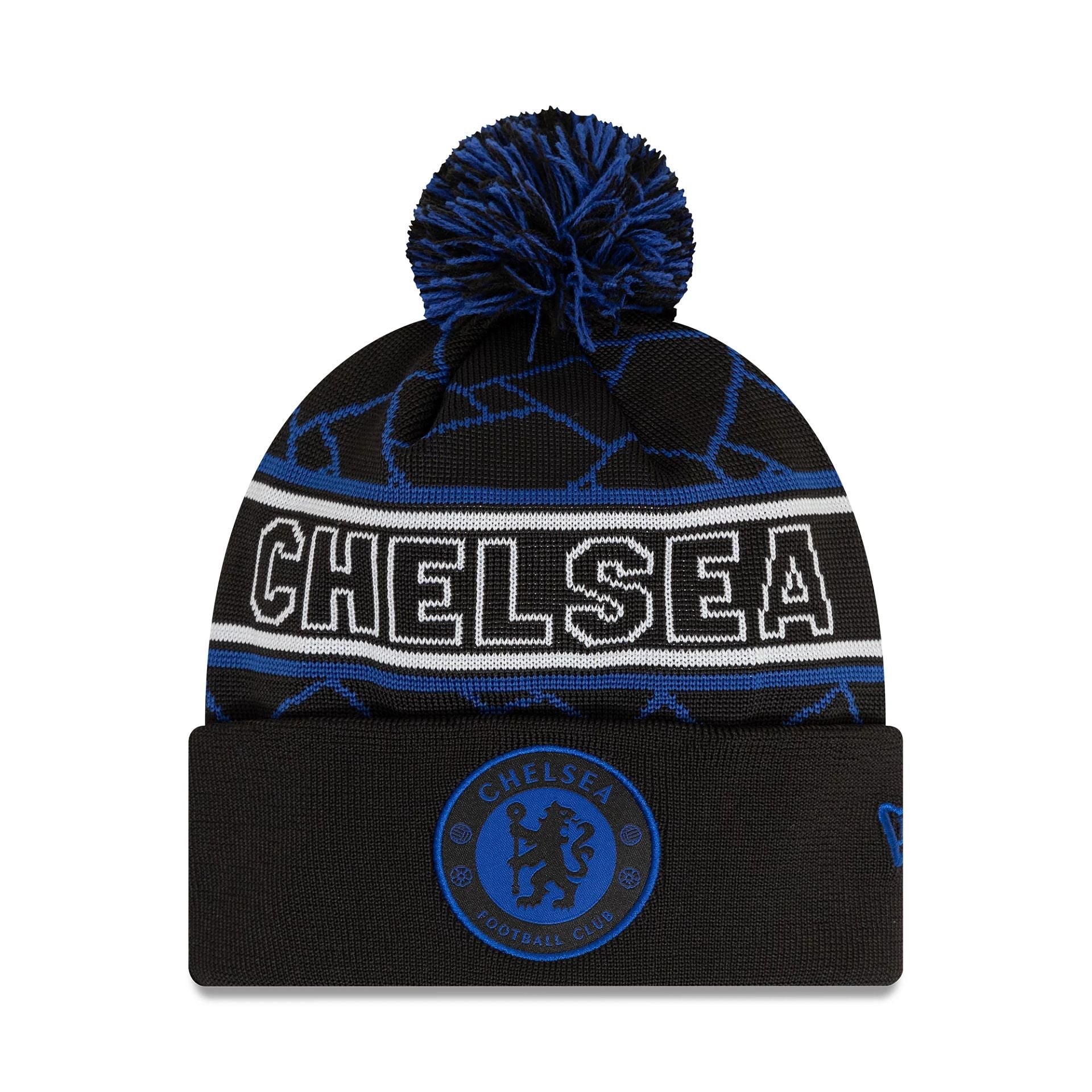 This is a Chelsea FC Lion Crest Black Sport Knit Beanie Hat 1