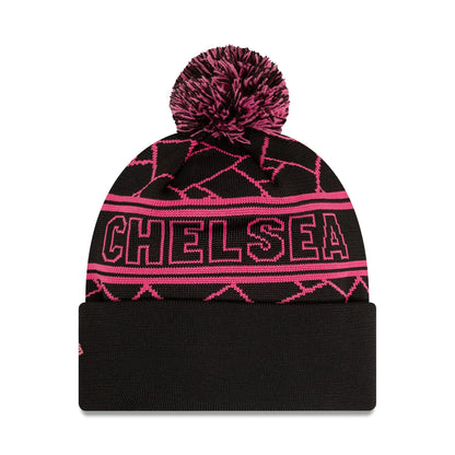 This is a Chelsea FC Lion Crest Black Sport Knit Beanie Hat 2