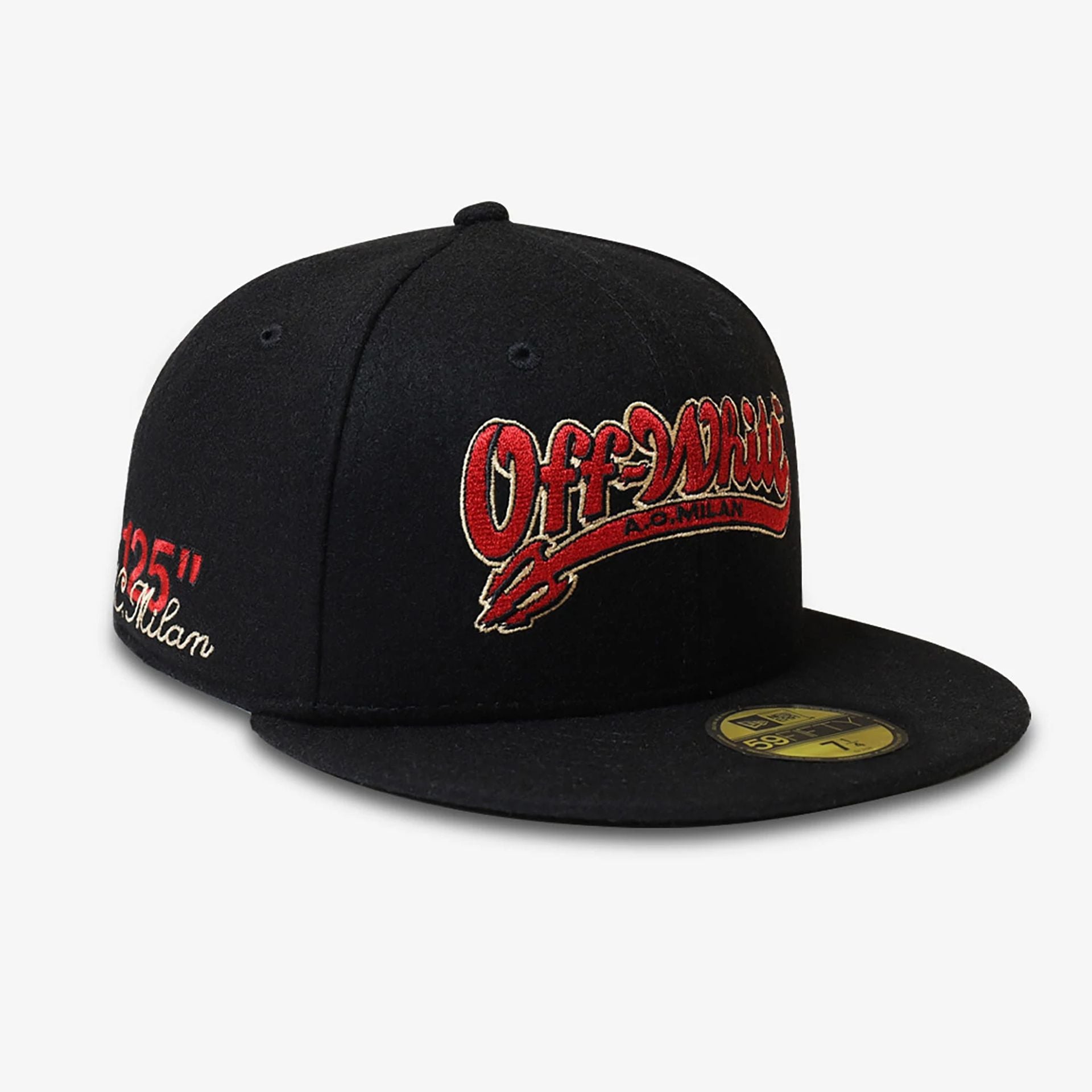 This is a AC Milan x Off-White Black 59FIFTY Fitted Cap 1