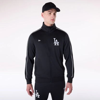 The Male model is wearing LA Dodgers MLB Track Top Black Track Jacket 1