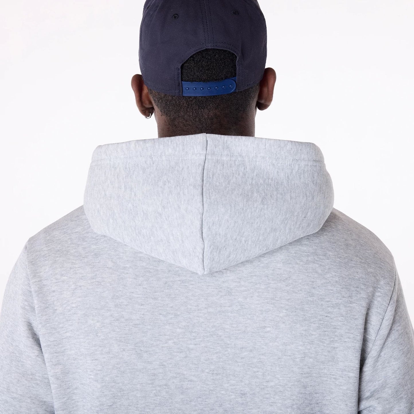 The Male model is wearing New York Yankees MLB Pennant Graphic Grey Pullover Hoodie 5