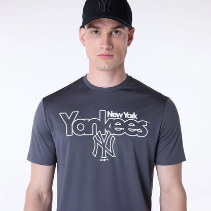 The Male model is wearing New York Yankees MLB Essentials Dark Grey T-Shirt 3