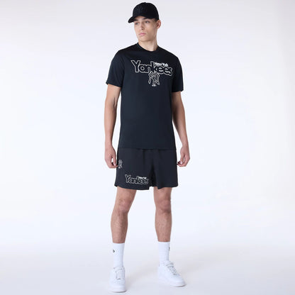 The Male model is wearing New York Yankees MLB Essentials Black Shorts 8