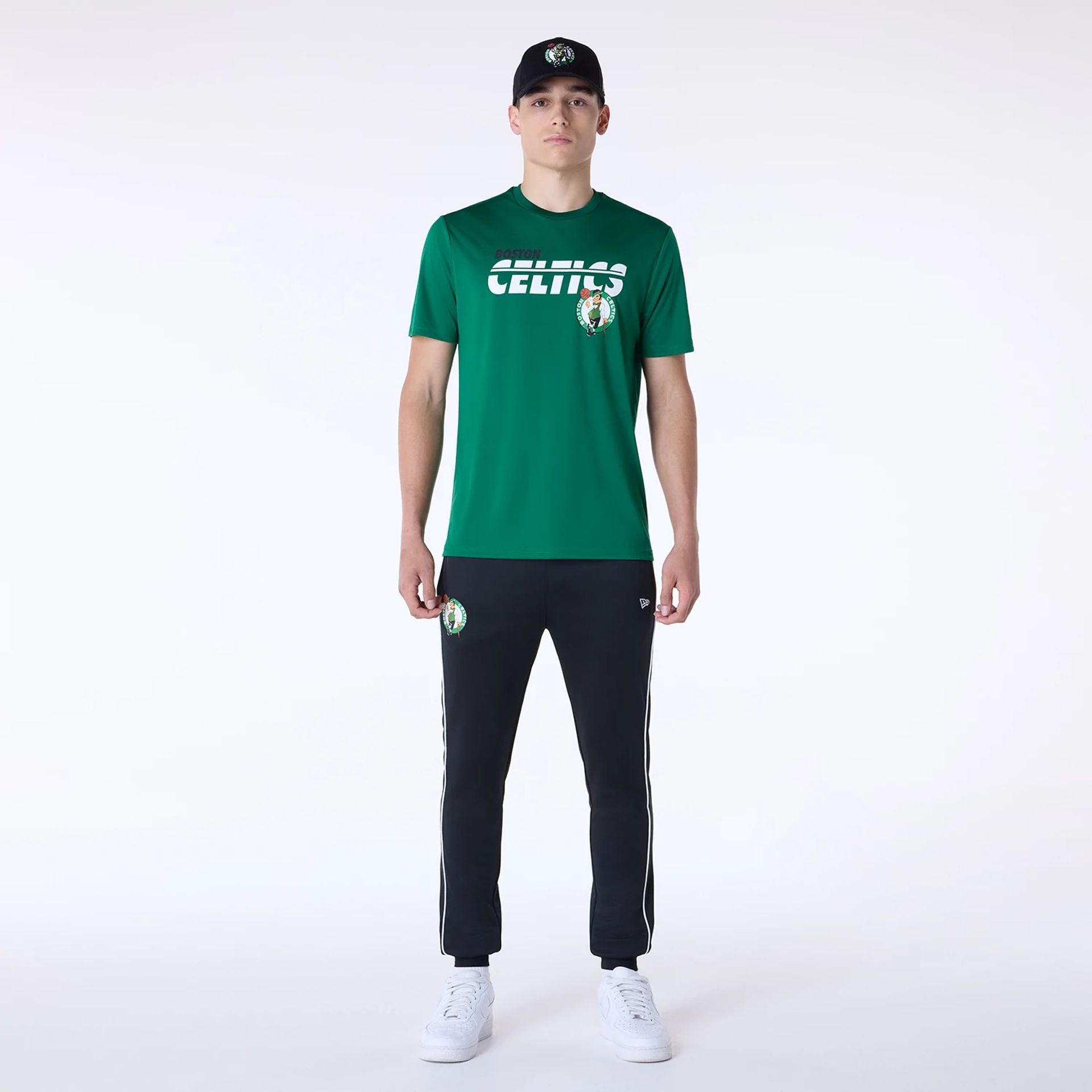 The Male model is wearing Boston Celtics NBA Essentials Green T-Shirt 8