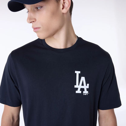 The Male model is wearing LA Dodgers MLB Pennant Graphic Navy T-Shirt 6