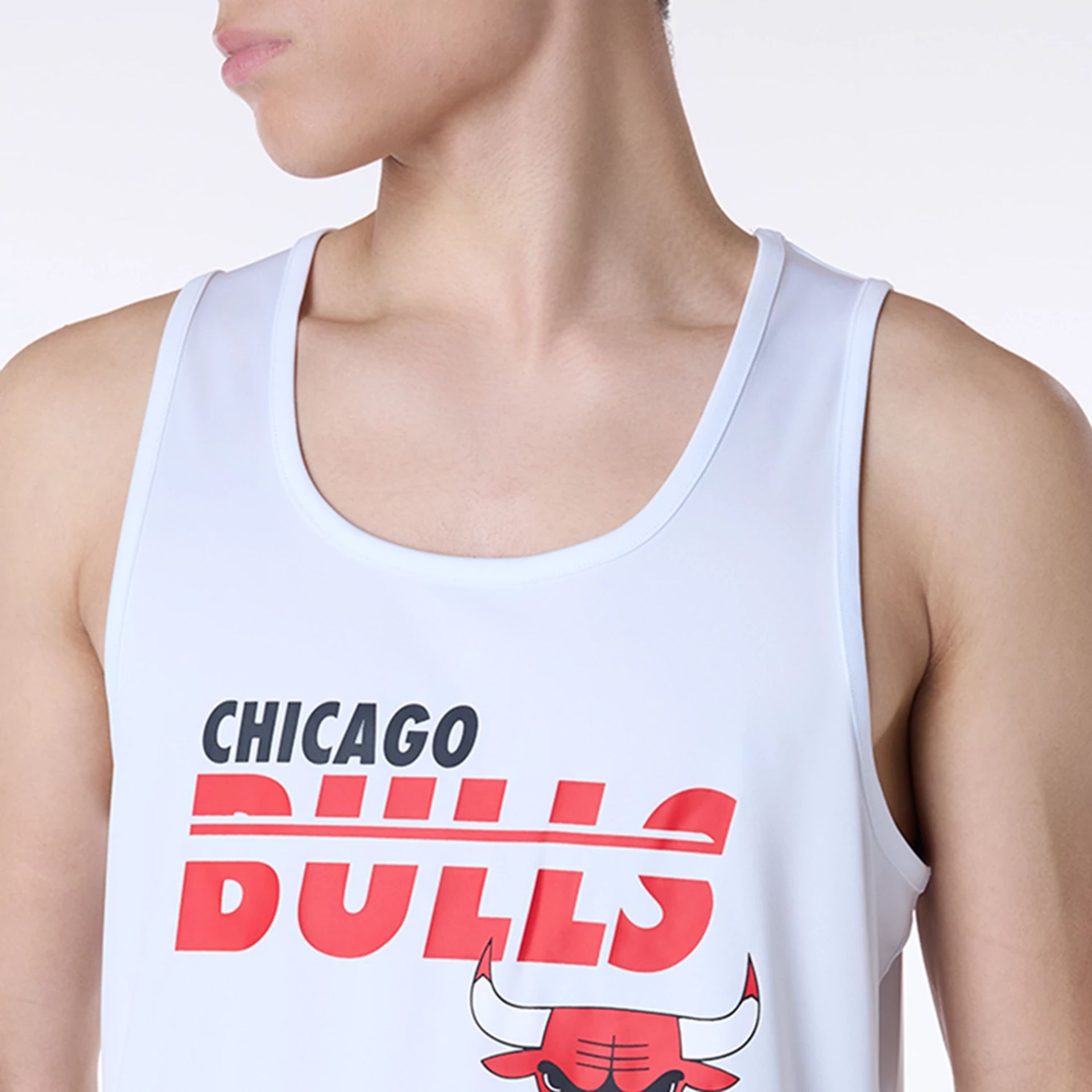 The Male model is wearing Chicago Bulls NBA Essentials White Vest 5