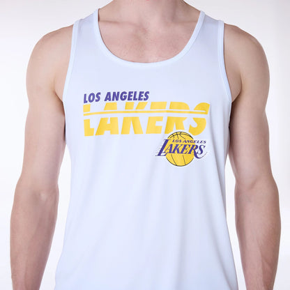 The Male model is wearing LA Lakers NBA Essentials White Vest 6