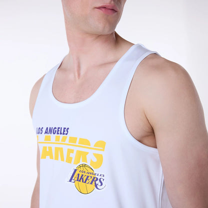 The Male model is wearing LA Lakers NBA Essentials White Vest 3