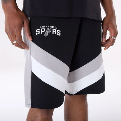 The Male model is wearing San Antonio Spurs NBA Panel Black Shorts 7