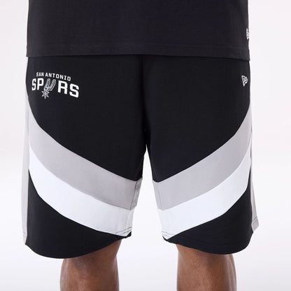 The Male model is wearing San Antonio Spurs NBA Panel Black Shorts 3