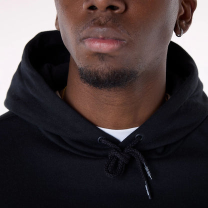 The Male model is wearing Chicago Bulls NBA Graphic Black Oversized Pullover Hoodie 7