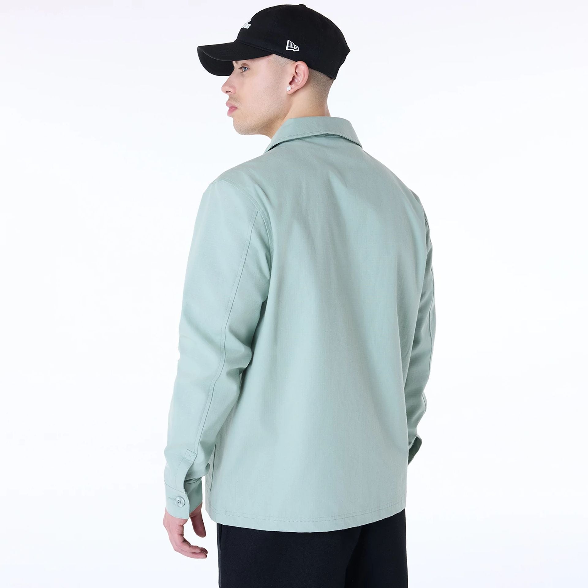 The Male model is wearing New Era Essential Pastel Green Shacket 6