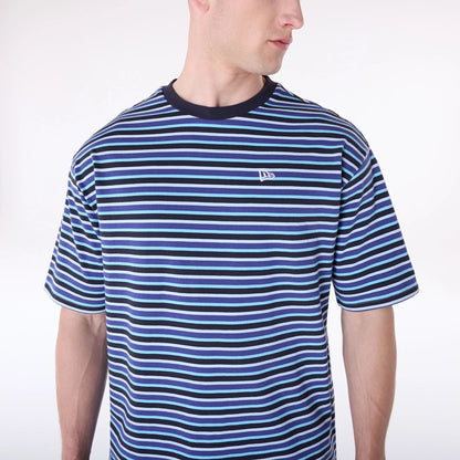 The Male model is wearing New Era Stripe Pastel Blue T-Shirt 3