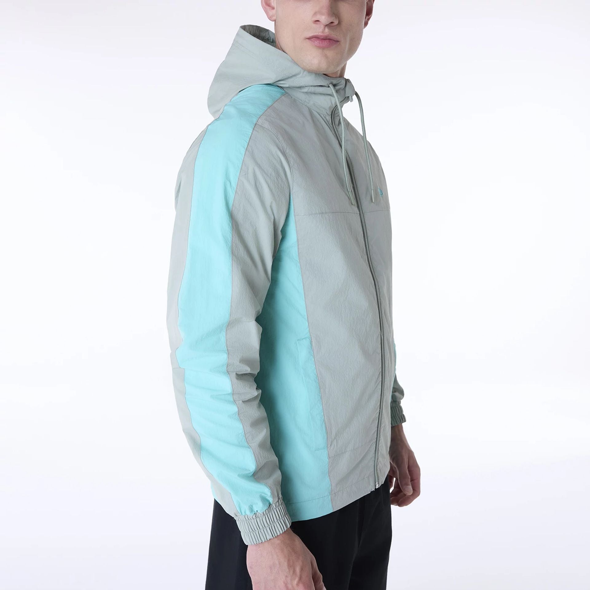 The Male model is wearing New Era Colour Block Pastel Green Jacket 6