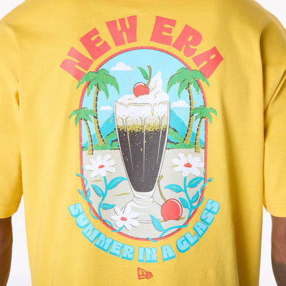 The Male model is wearing New Era Drink Graphic Yellow Oversized T-Shirt 4