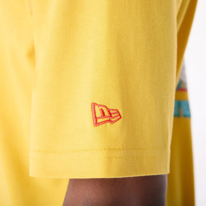 The Male model is wearing New Era Drink Graphic Yellow Oversized T-Shirt 6