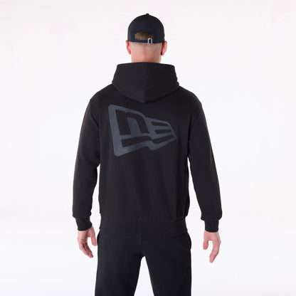 The Male model is wearing New Era Flag Black Oversized Pullover Hoodie 2