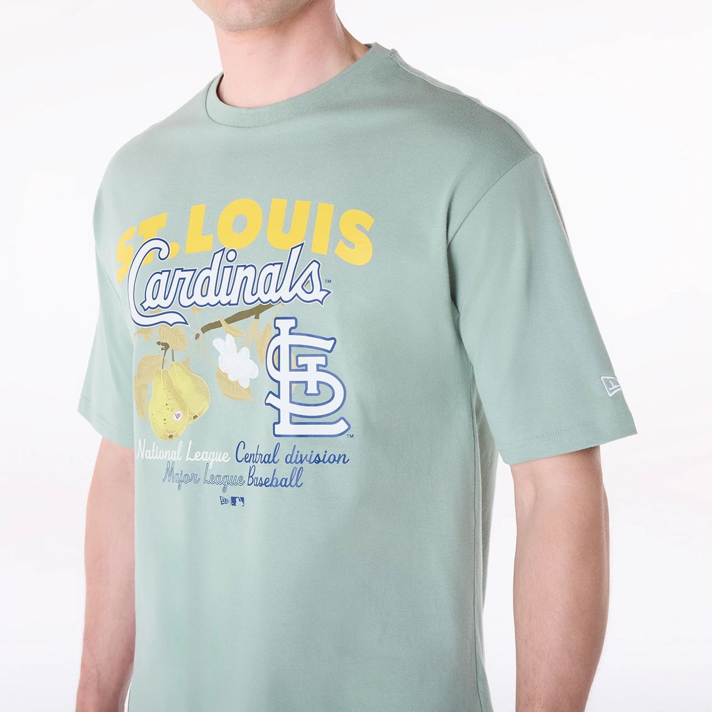 The Male model is wearing St. Louis Cardinals MLB Fruit Pastel Green T-Shirt 8