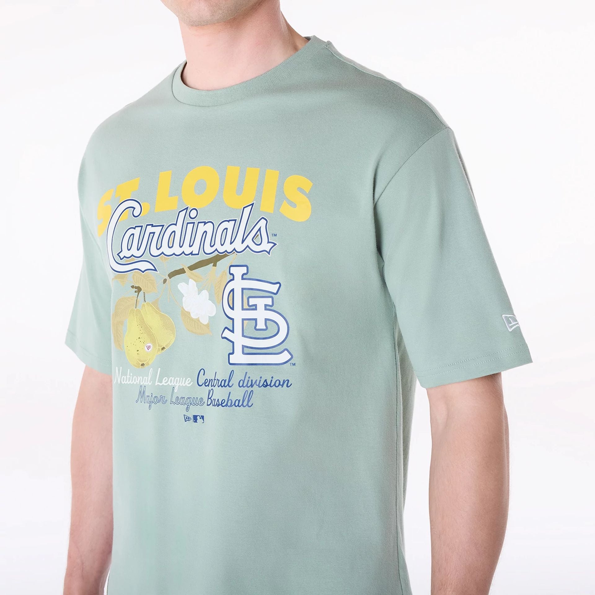 The Male model is wearing St. Louis Cardinals MLB Fruit Pastel Green T-Shirt 8