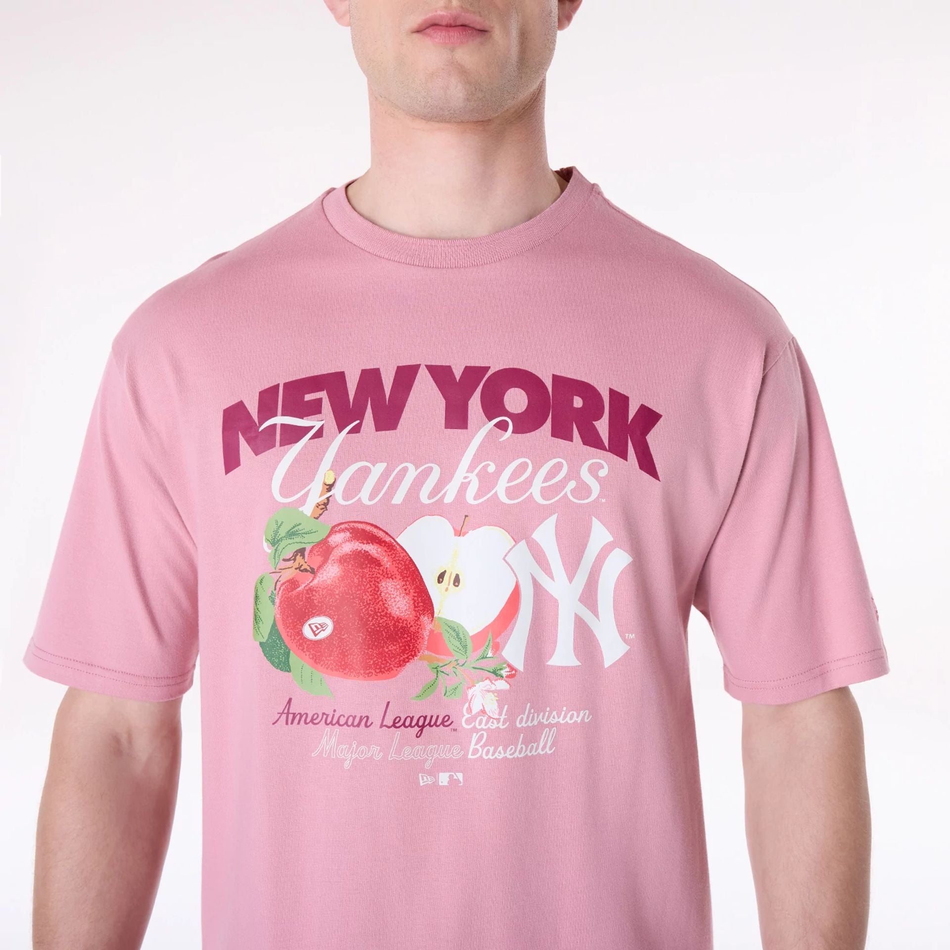 The Male model is wearing New York Yankees MLB Fruit Dark Pink T-Shirt 5