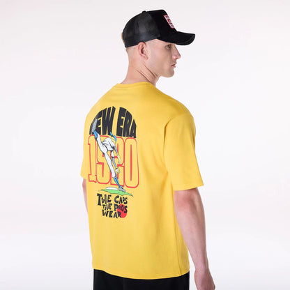 The Male model is wearing New Era Baseball Graphic Yellow Oversized T-Shirt 5