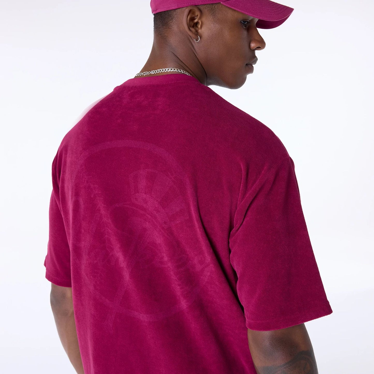 The Male model is wearing New York Yankees MLB Towelling Dark Red T-Shirt 5