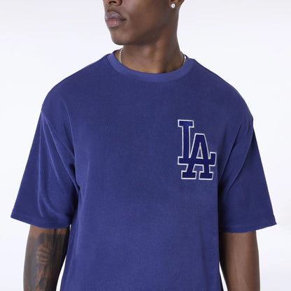 The Male model is wearing LA Dodgers MLB Towelling Dark Blue Oversized T-Shirt 7