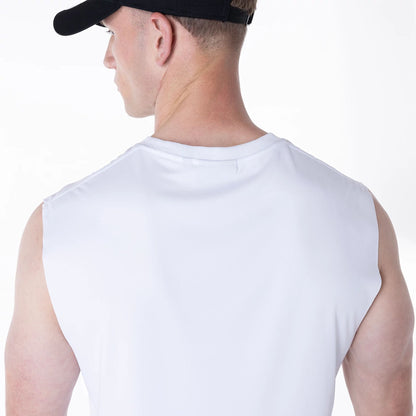 The Male model is wearing New York Yankees MLB White Sleeveless Vest 7