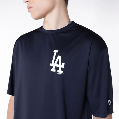 The Male model is wearing LA Dodgers League Essential Navy T-Shirt 4