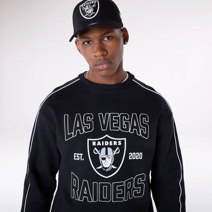 The Male model is wearing Las Vegas Raiders NFL Graphic Black Crew Neck Sweater 7