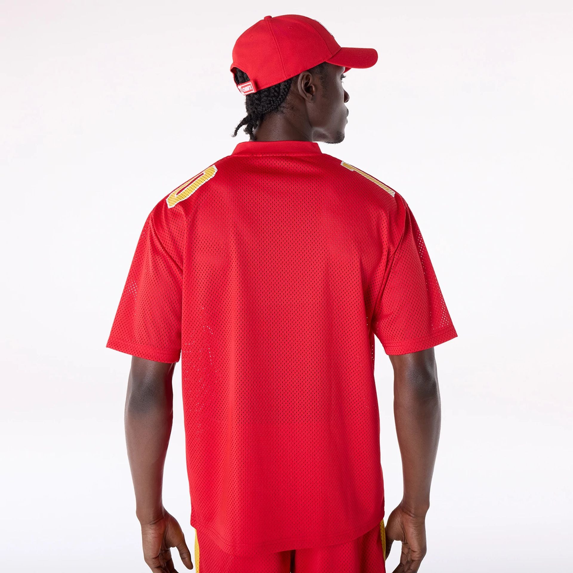 The Male model is wearing Kansas City Chiefs NFL Mesh Red T-Shirt 2