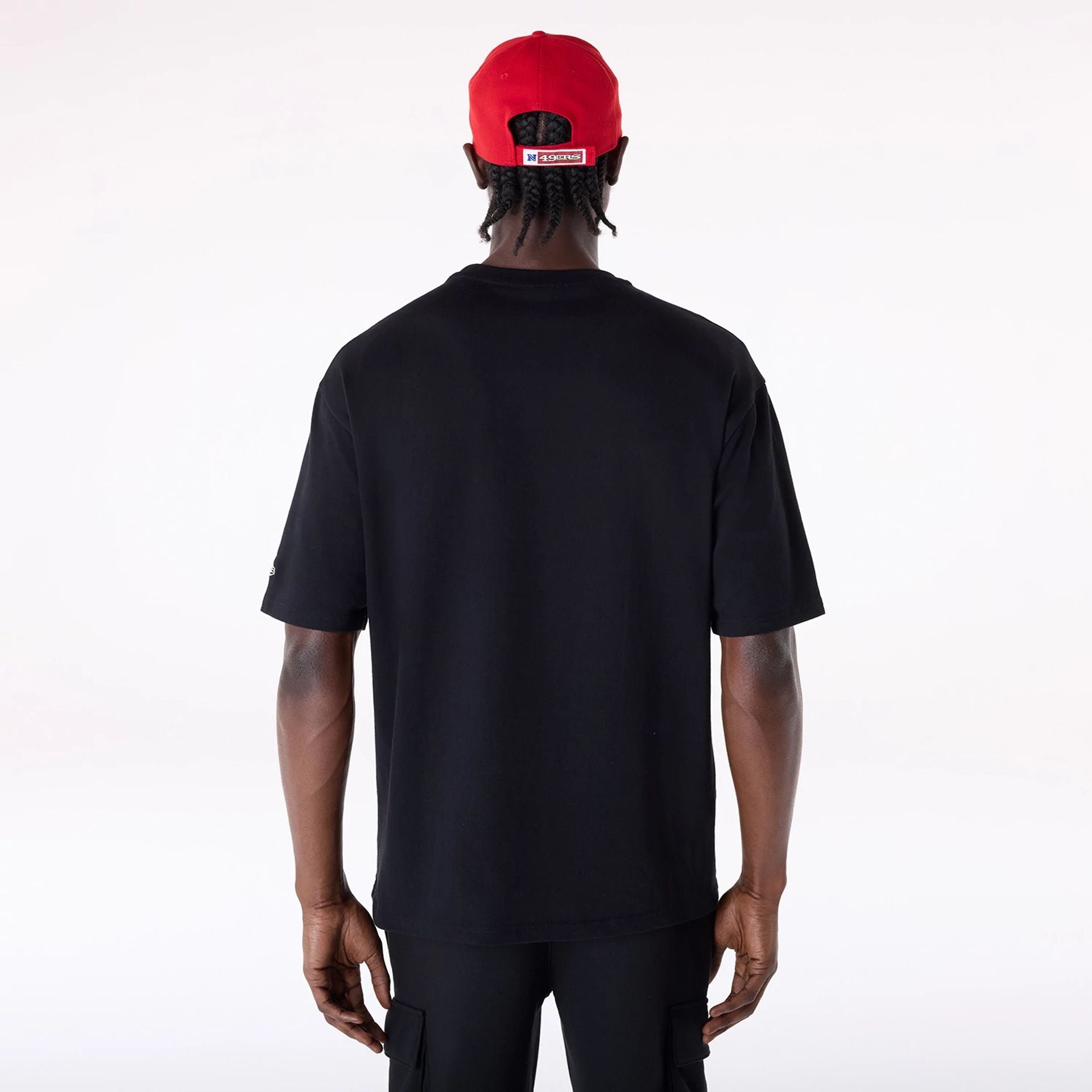 The Male model is wearing San Francisco 49ers NFL Helmet Black T-Shirt 2