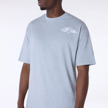 The Male model is wearing Baltimore Ravens Super Bowl Graphic Grey Oversized T-Shirt 7