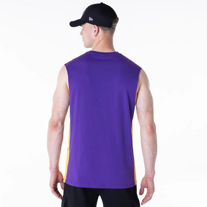 The Male model is wearing LA Lakers NBA Panel Purple Vest 2